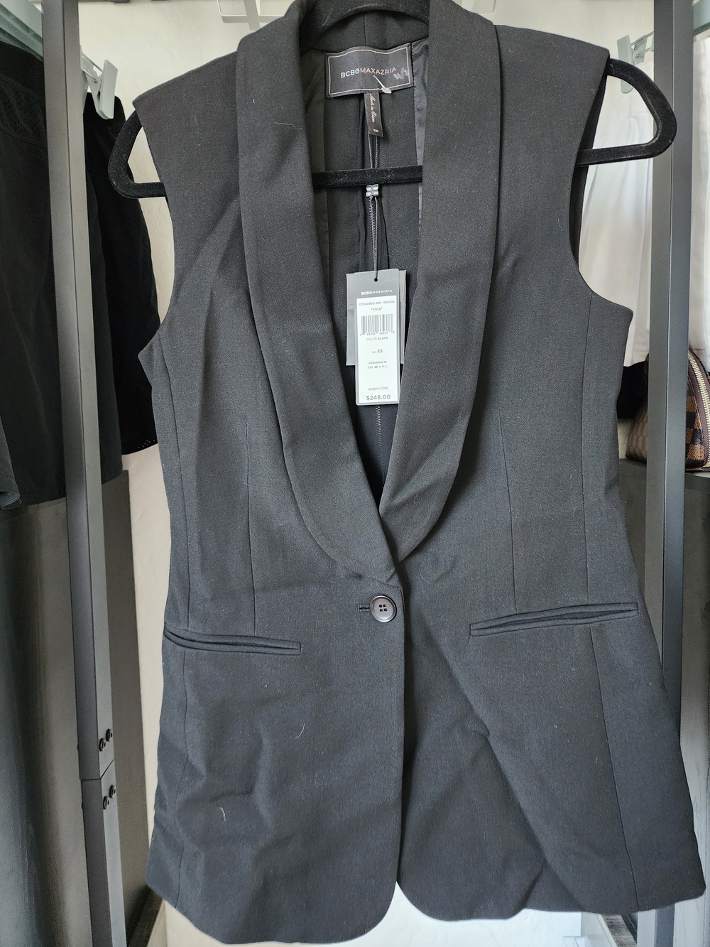 BCBGMAXAZRIA Black Sleeveless Blazer Vest